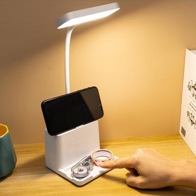 China Modern Hot Sale Eye Protection Reading Lamp 3 Gear Lighting Led Study Table Lamp With Pen Holder Phone Holder for sale