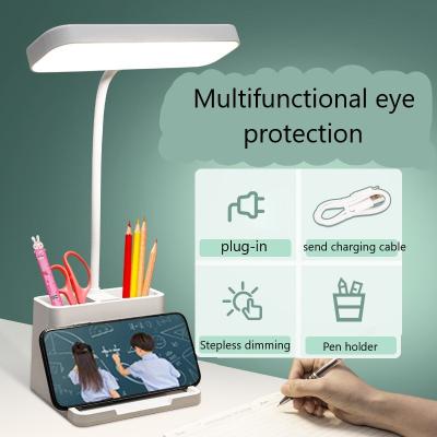 China Amazon Hot Sale Modern Study Reading Eye Protection Table Lamp 3 Speed ​​Lighting Led Desk Lamp With Pen Holder Phone Holder for sale