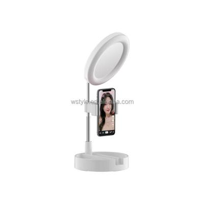 China 2021 Hot Sale Foldable Lighted Make Up Mirrors Live 10inch Led Self Timer Touch Screen Makeup Vanity Mirror With Tripod Bracket For Phone for sale