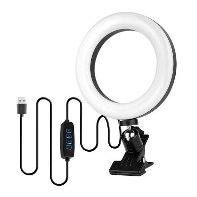 China ABS+Aluminum Alloy 6 Inch High Quality Small Ring Light Shine Fit With Clamp Light For Video Conference Online Course for sale