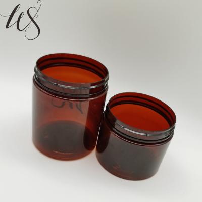 China Amber color cosmetic material cream material amber color pet cosmetic container beauty packaging pet plastic cream jar for sale