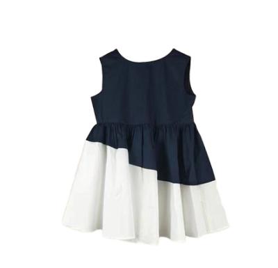 China Professional Manufacturer Navy Blue Stitching Girl Dress Sleeveless Skirts Breathable For Kids Girls for sale