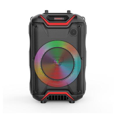 China Aux audio noise. USB LED Colorful Outdoor Wireless FM Light KTV ZQS-8128 TF Playing Portable Studio Bluetooth Speaker Karaoke With Microphone for sale