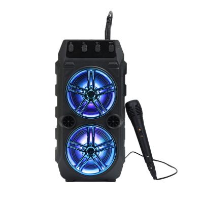 China LED Light Factory Amplifier Player Speakers Outdoor Sports Subwoofers Colorful Portable Bass Wireless Bluetooth Noise KTV Speaker with Microphone for sale