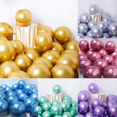 China Wholesale 12inch Metal Latex Balloon Shiny Pearl Chrome Thick Latex Balloons Metallic Colors Inflatable Globos Air Balls Birthday Party Decor for sale