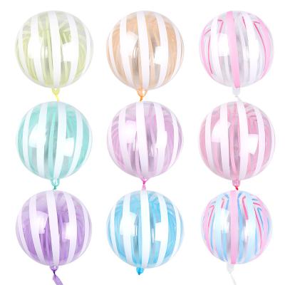 China Striped Ball 18inch Striped Bubble Bobo Balloon Factory Direct Sale Metal Transparent Clear Balloons Mixed Wedding Decoration Party for sale