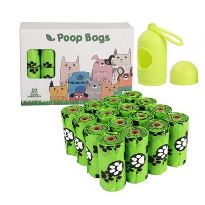 China Stored Eco Friendly Large 20 Rolls Dog Poop Bags With Dispenser Dog Waste Bags Doggie Bags For Poop for sale