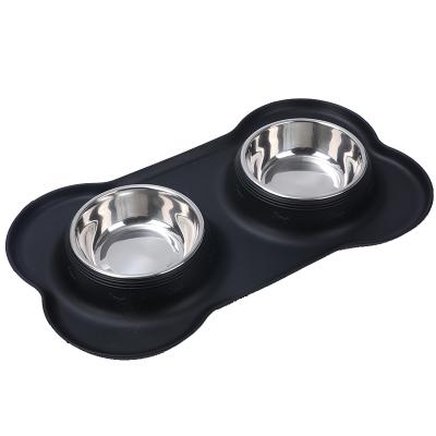 China Simple New Design Eco - Friendly Silicone Stainless Steel Dog Bowls Prevent Spilling for sale