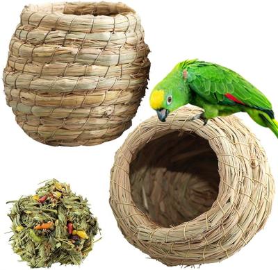 China Breathable Wholesale Bird Cages Straw Bird Nests Hideaway Shelter for Bird and Parrot for sale