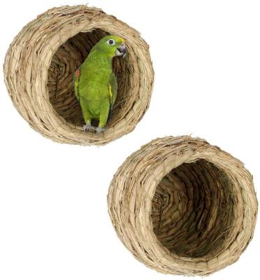 China Breathable Natural Grass Woven Aviary Sitting Breeding Nesting Cages Birdcage Parrot for sale