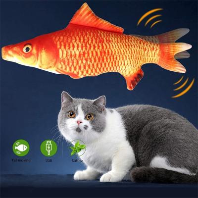 China Cat Toy Electric Wagging Fish Refillable Catnip Cat Toys Interactive Pets Pillow Soft Viable Chew Bite for sale