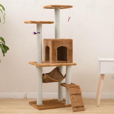 China Sustainable Multilevel Cat Condo With Hammock Cat Tree Tall Cat Climbing Stand for sale