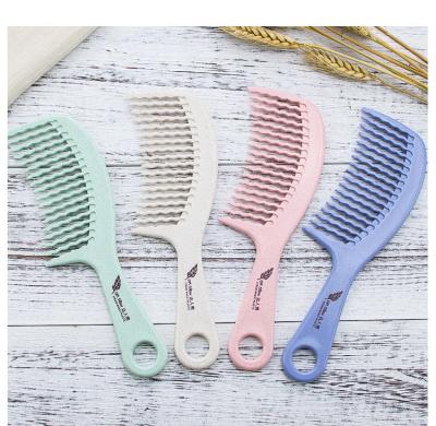 China Eco Friendly Static Wide Tooth Woman Custom Logo Plastic Wheat Straw Hair Comb for sale