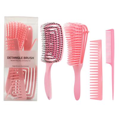 China 4pcs Vent Detangling Travel Tooth Comb Curly Wide Hair Hair Brush Set Plastic for sale