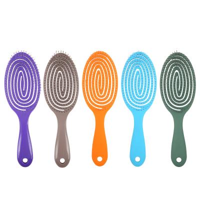 China Wholesale Plastic Frosted Soft Bristle Mixed Color Duct Styling Hair Detangling Brush for sale