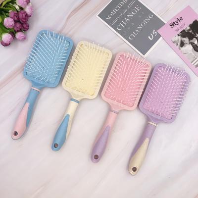 China Cushion Extensions Bubble Hair Brush Square Shaped Detangling Wheat Straw Air Cushion Comb for sale