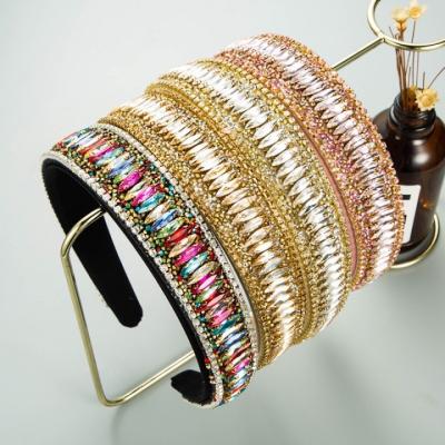 China Fashional Pretty Lady INS Girls Head Band Sparkle Fancy Crystals Bring Vertical Stripe Rhinestone Amazed Headband for sale