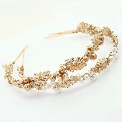 China Fashional Pretty Lady Wedding Headpieces Bride Headband Gold Plating Hair Pieces Girl Hair Accessories Rhinestone Headband for sale