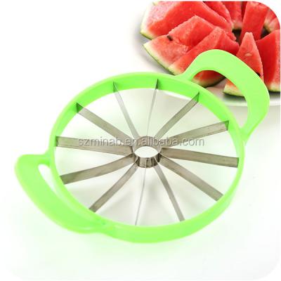 China Viable Large Size Stainless Steel Watermelon Cutter Cantaloupe Melon Slicer Kitchen Fruit Divider Tool for sale