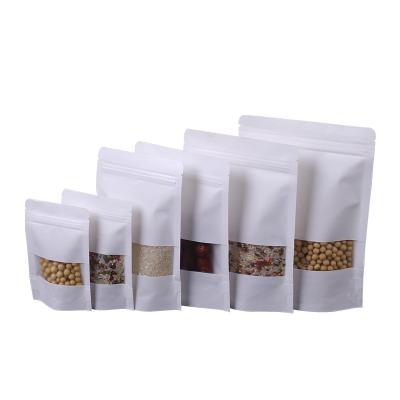 China Stand Recyclable Custom Resealable Pouch Kraft Paper Tea Coffee Snacks Packaging Bag For Food With Window for sale