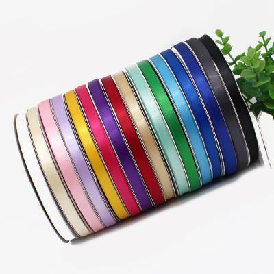 China Factory direct wholesale 1 cm high tenacity ribbon printing satin ribbon silk wedding chair back bundling silk ribbon for sale