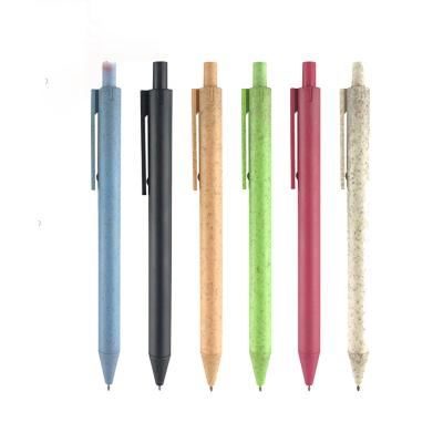 China Promotional Colorful Eco-friendly Tip Pen With Cheap Price Trade Show Logo Custom Recycled Wheat Straw Ball Pen for sale