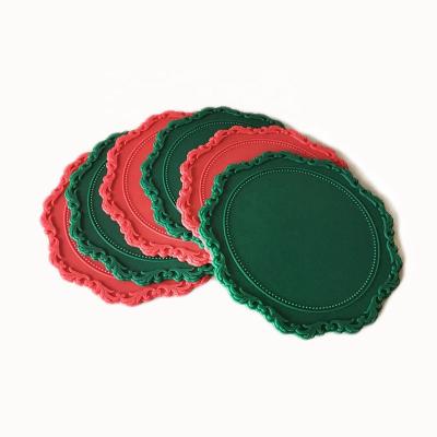 China Novelty Christmas Silicon Lace Shape Cup Coaster Tea Cup Mats Drink Coasters for sale