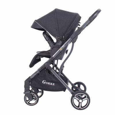 China Multifunctional Luxury Hand Grip Leather European Style Baby Child Travel Pram Portable Carriage Buggy for sale