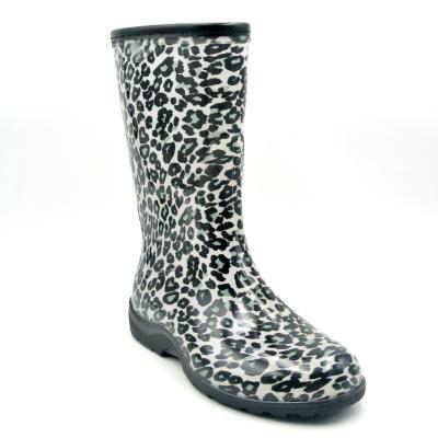 China Women Cheetah Print Rain Boot Cheetah Print Rubber Boots Waterproof Cheap Boots for sale