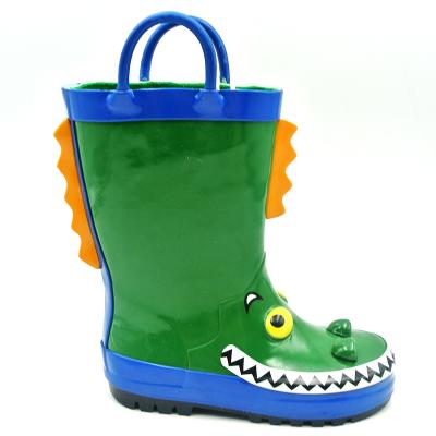 China Cute Non-slip Rubber Kids Rainboots Kindergarten Children Dinosaur 3D Waterproof Cartoon Rain Boots for sale