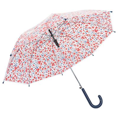 China POE POE transparent with flower print of straight umbrella wholesale for sale