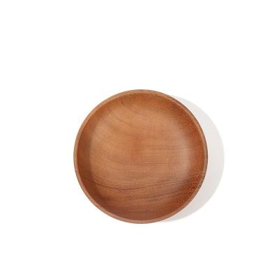 China Sustainable Solid Wood Pizza Dishes Tray Dishes Set Wedding Round Decorative Acacia Wooden Dish Dinner Serving Cake Charger Dish for sale