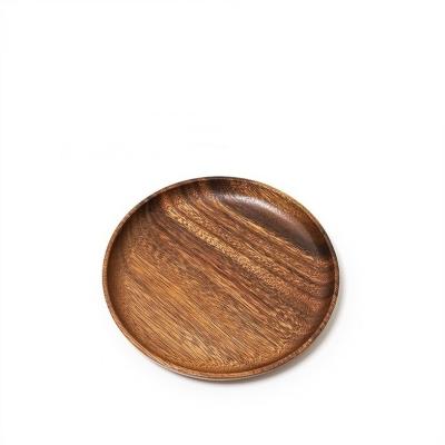 China Sustainable Acacia Wood Rectangle Or Round Wooden Tea Tray Serving Table Plate Snacks Food Storage Dish For Hotel Home Serving Tray for sale