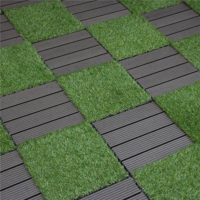 China 30*30cm PP+PE Door Interlocking Artificial Grass Turf Decking Tiles For Indoor Outdoor for sale