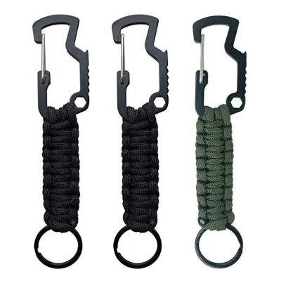 China Outdoor Camping Increasing Paracord Multi Colors Custom Rope Moving Key Chain With Bottle Opener Carabiner 550 Paracord Tactical Key Chain for sale