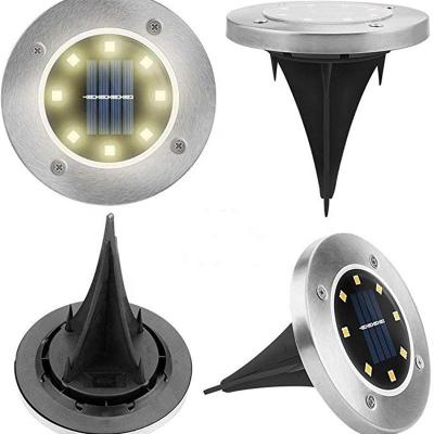 China 4pcs/set Solar Garden Ground Lights 8 LED Disc Lights Upgraded Outdoor Garden Lights Landscape Park Lights for Lawn Pathway Yard Deck Patio for sale