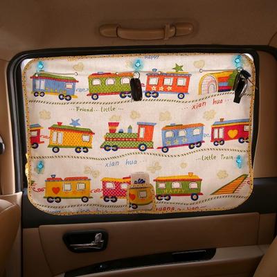 China Universal UV Lowering Sunshade Side Window Sunshade Curtain 2PCS Car Interior Sunshade Cover Cartoon UV Lowering Sunshades for Kids Baby Child for sale