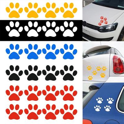 China Car Decoration Lovely Cat Paw Print Funny Vinyl Decal Black 8pcs/pack/4*4.5CM Silver Animal Motorcycle Car Sticker Decal for sale