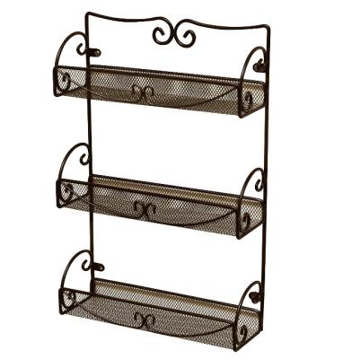 China 3 Tier Metal Wire Stocked Wall Mounted Bronze Spice Rack for sale