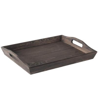 China Tray Rustic Coffee Brown Breakfast serving wooden distressed handmade wooden tray for sale