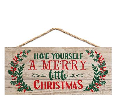 China Europe 5 x 10 Rustic Christmas Wood Hanging Plank Christmas Plaque Ornament for sale