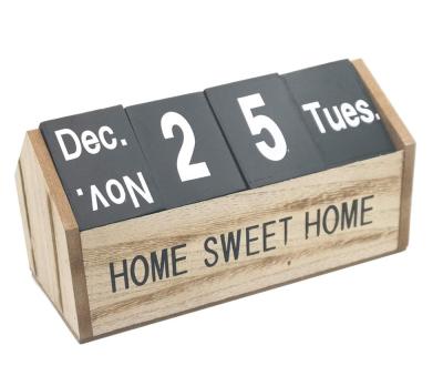 China Wholesale Handmade Week Date Month Wooden Desk Blocks Countdown Calendar for Home Office Decoration for sale