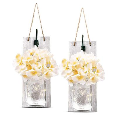 China Vintage Europe Mason Jar Sconces Rustic Hanging Home Decor With LED Fairy Lights for sale