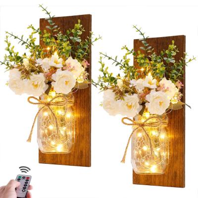 China Rustic Europe Farmhouse Kitchen Wall Led Sconces Mason Jars Wall Home Decor Living Room Lights Sconces for sale