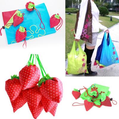 China Eco-friendly Reusable Nylon-Folding Shopping Bag Strawberry Shaped Polyester Folding Shopping Bag for sale