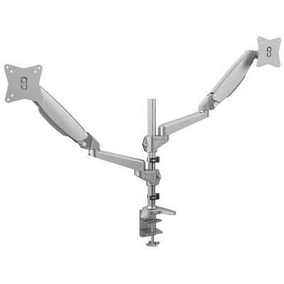 China Metal Monitor Dual Motion Swivel Damper LCD Arm Full Mount Bracket Fits for 2 Computer Monitors 13 to 32 inch 19.8 lbs each for sale