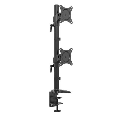 China Articulating Metal Dual Monitor Desk Mount Stand Arm with Height Adjustment and Open VESA Plates for 2 LCD Screens Stacked Row 27