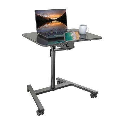 China Plastic Portable Laptop Desk with Wheel Mobile Laptop Standing Desk Rolling Cart, Height Adjustable from 29