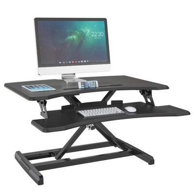 China (Height)Adjustable Gas Spring Adjustable Black Height Stand Up Desk Sit To Stand Office Workstation for sale