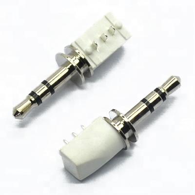 China Headband PCB Earphone Audio Jack, Mono Male 2.5mm Jack Audio Connector, White Plastic for sale